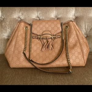 Emily Flap Shoulder Bag Guccissima Leather